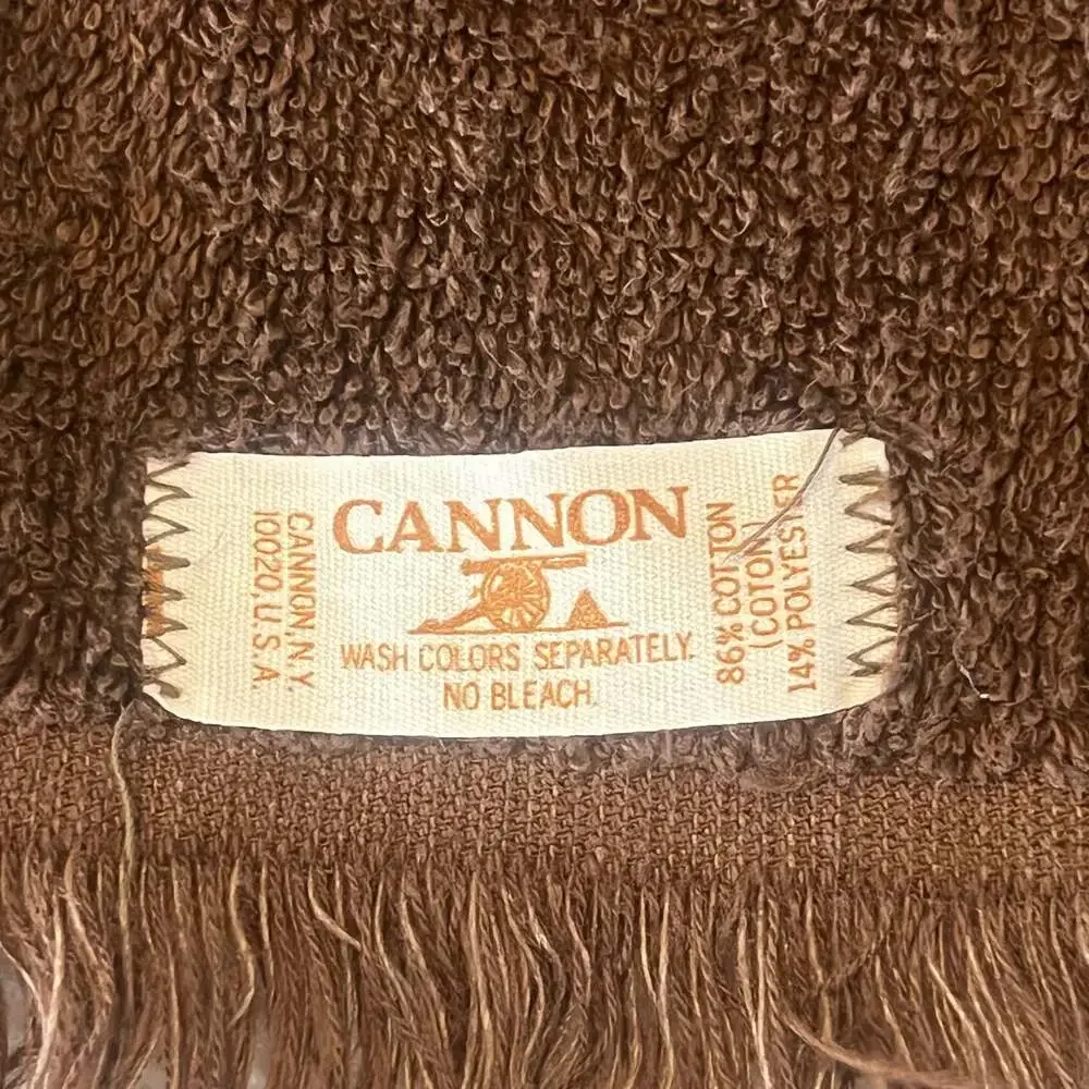 VTG Cannon Brown Fingertip Guest Towels Set of 2 Gold Lace Floral Fringe 11 X 18